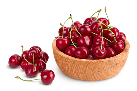red sweet cherry in wooden bowl, a Food & Drink Photo by NataPhoto
