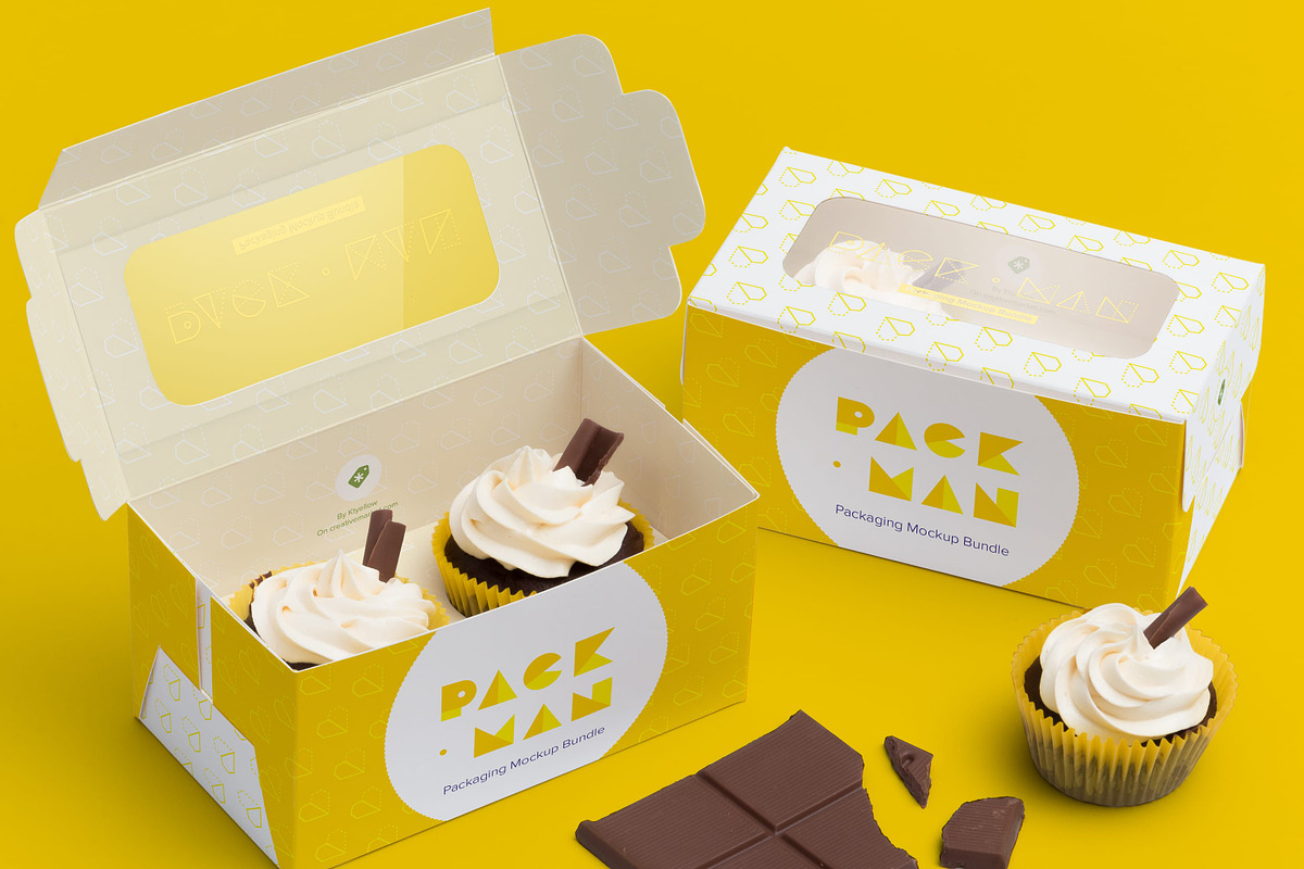 Two Cupcake Box Mockup 01, a Cups & Container Mockup by Ktyellow (Photo 3 of 3)