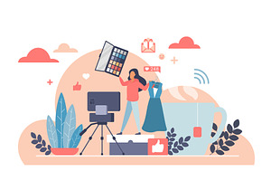 Fashion vlogger filming social media, an Object Illustration by Lemberg Vector