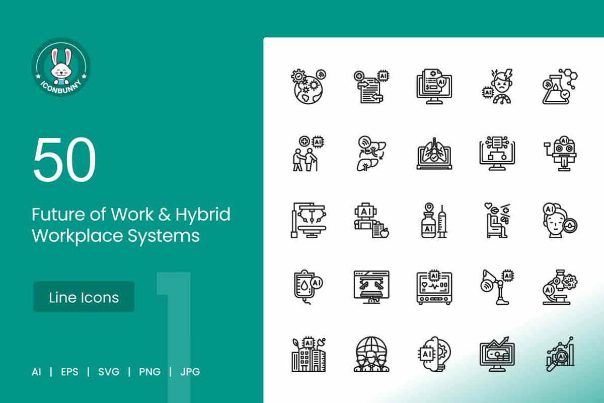 Future Work Hybrid Workplace Systems, an Outline Icon by IconBunny (Photo 1 of 2)