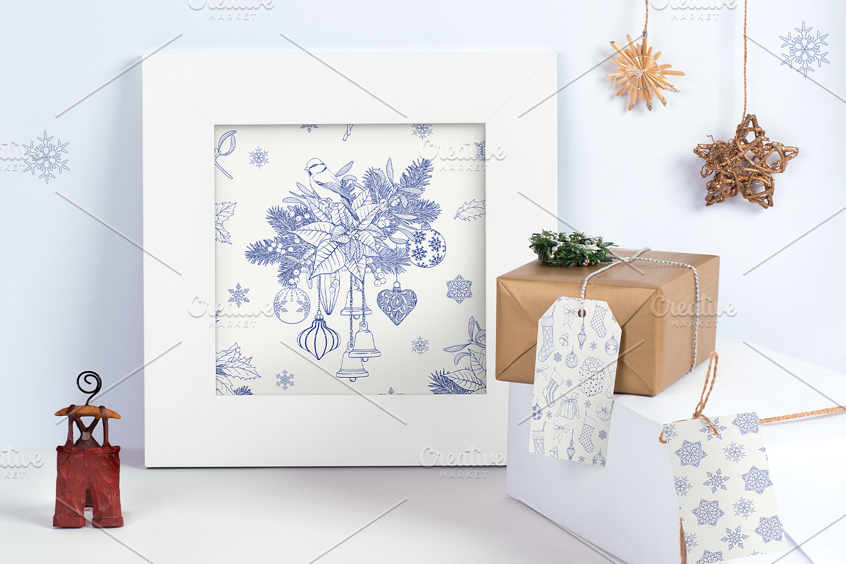 Christmas patterns Vol.2 Toile blue, a Pattern Graphic by ON_lineart_store (Photo 6 of 10)