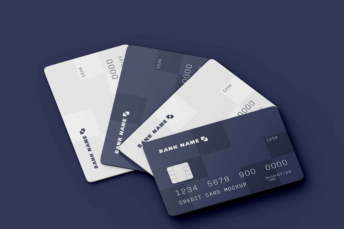 Four Credit Cards Mockup, a Product Mockup by Mego-studio