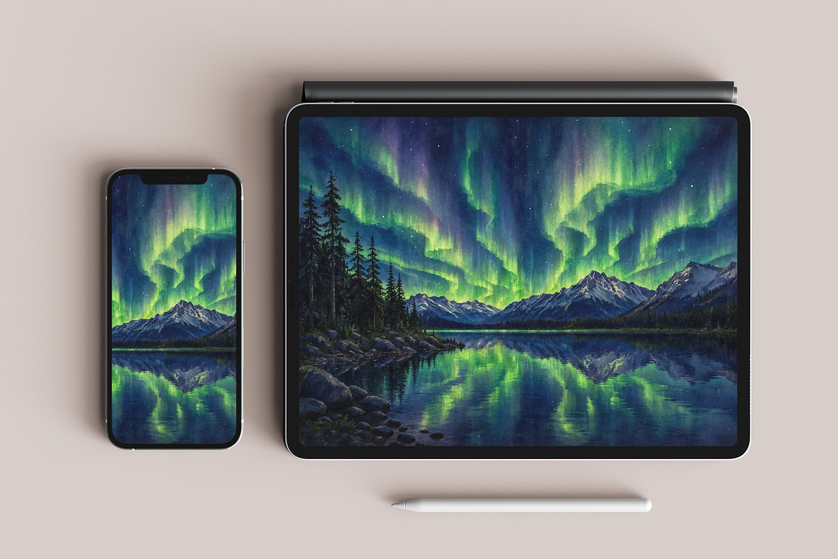 Watercolor Nature Landscape Bundle, a Wallpaper Graphic by Forhadx5 (Photo 11 of 12)