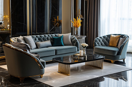 A luxurious Hollywood Glam interior design style living room featuring a stylis, an Arts & Entertainment Photo by Textures & Backgrounds