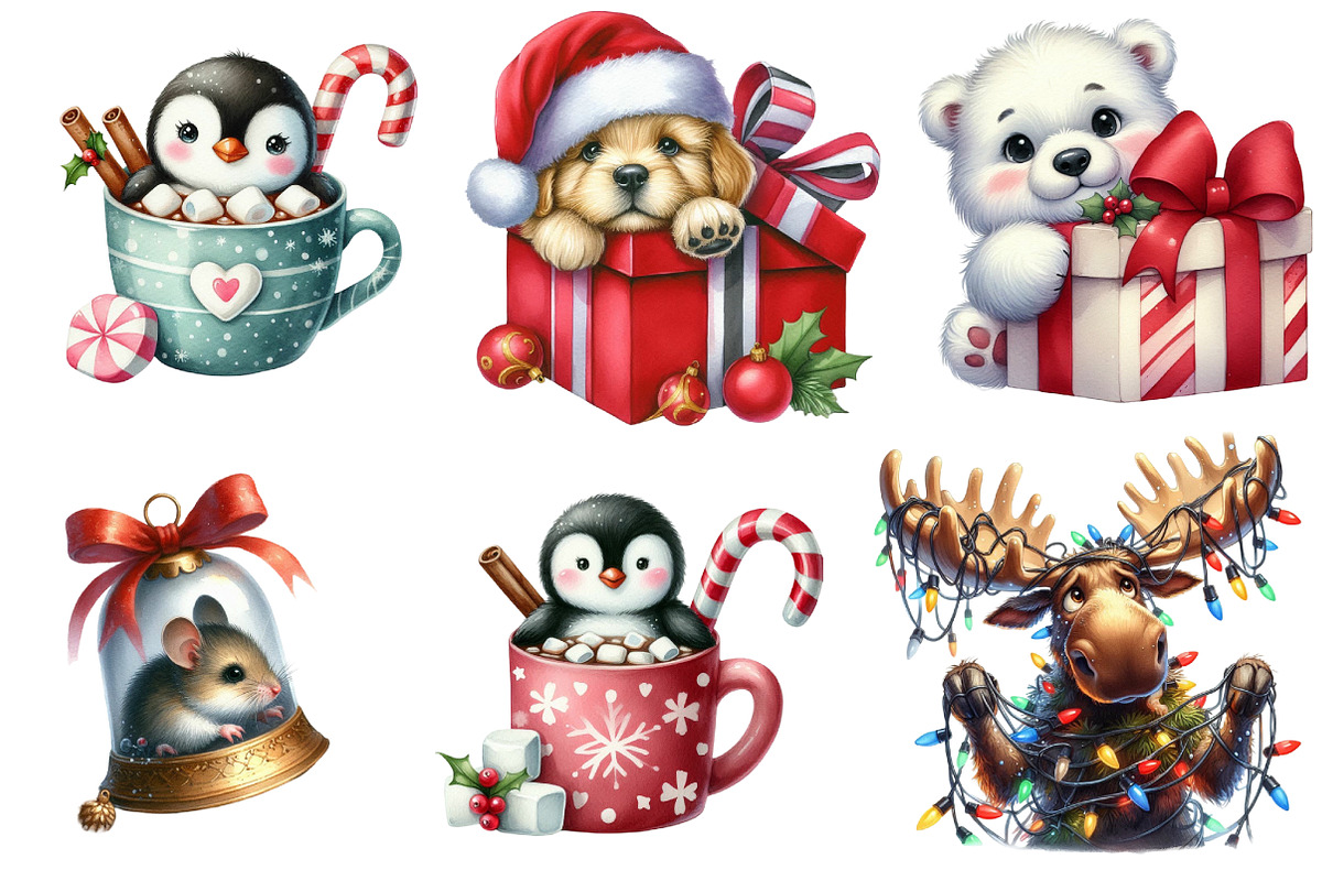 Christmas Animal Peeking Clipart Bun, an Illustration by DreamArtGraphic (Photo 2 of 5)