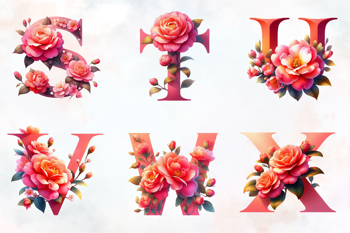 Floral Alphabet Sublimation PNG, an Illustration by RobertsArt (Photo 5 of 7)