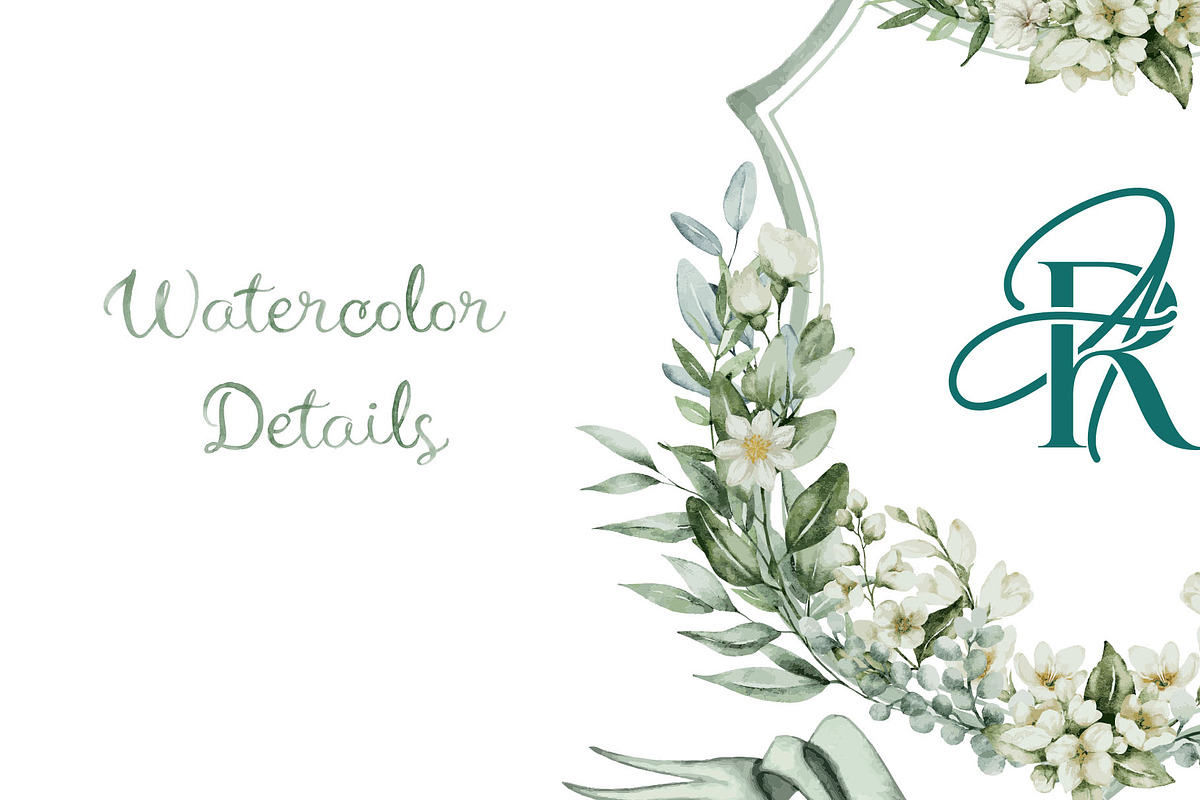 Watercolor Crest with AR RA Initials, an Object Illustration by GraphicsByNaeem (Photo 3 of 4)
