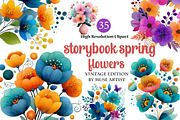 storybook spring flowers Clipart, an Illustration by DreamArtGraphic (Thumbnail 1 of 4)