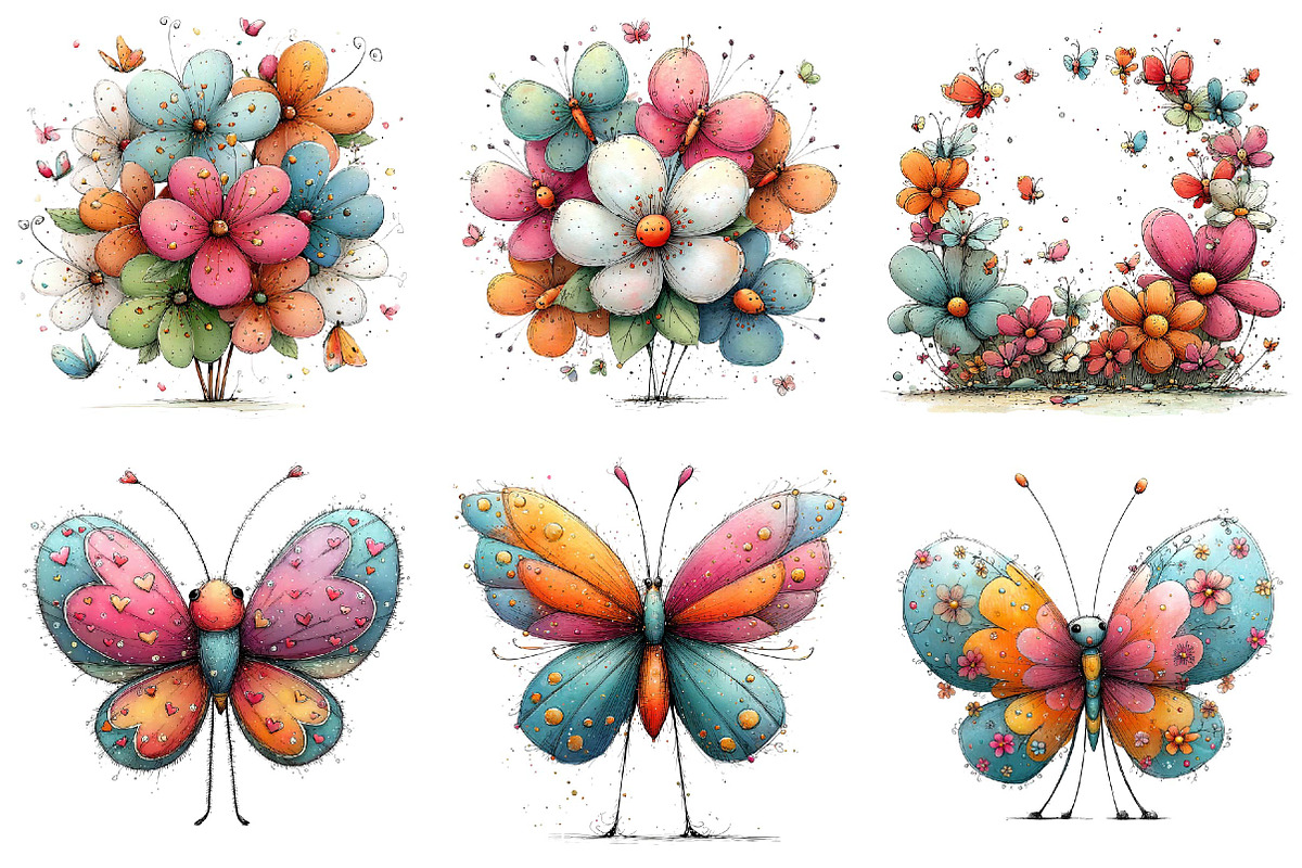 Whimsical Spring Butterfly Clipart, an Illustration by DreamPrint404 (Photo 4 of 6)