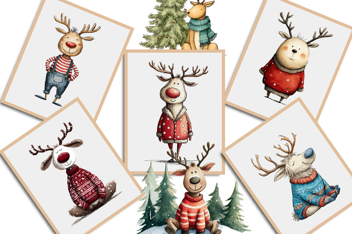 Quirky Funny Christmas Reindeer PNG, an Illustration by Creative Art (Photo 13 of 14)