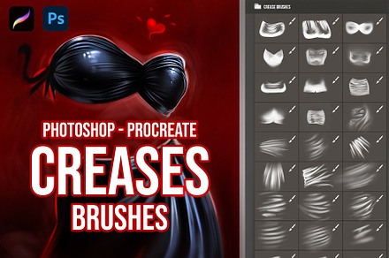 Creases Brushes Photoshop, Procreate, a Brush Add-On by vurdembrushes