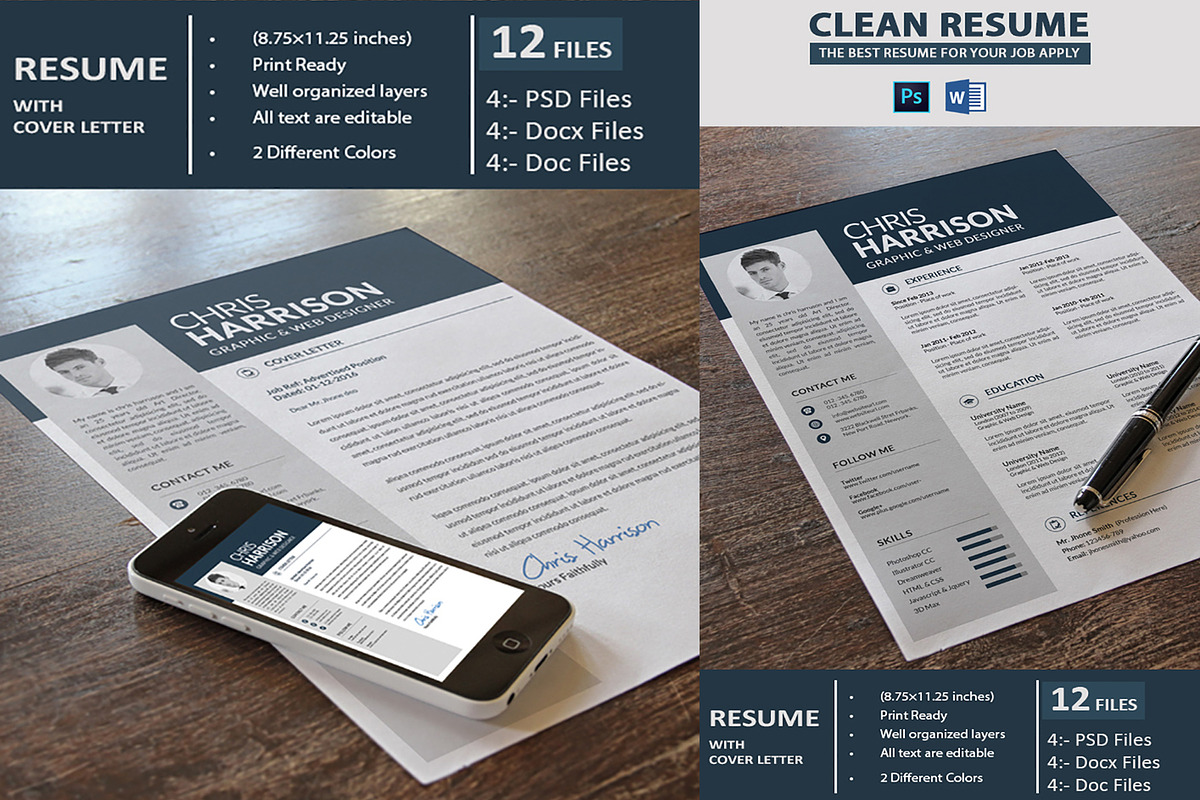 Clean Resume with Cover Letter, a Resume Template by Artiverge (Photo 1 of 3)