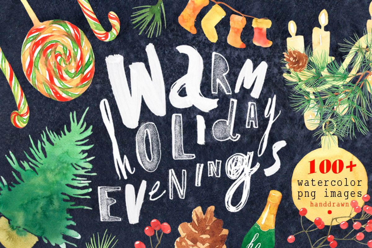 Watercolor Christmas clipart, a Decorative Illustration by ElectricMirror (Photo 1 of 7)