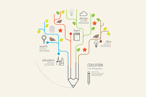 Flat linear Infographic Education