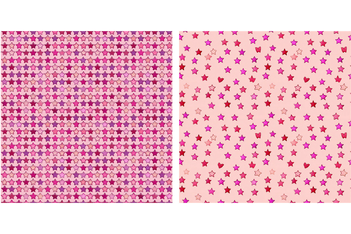 Star Heart Pink Seamless Pattern, an Illustration by Designking (Photo 4 of 4)