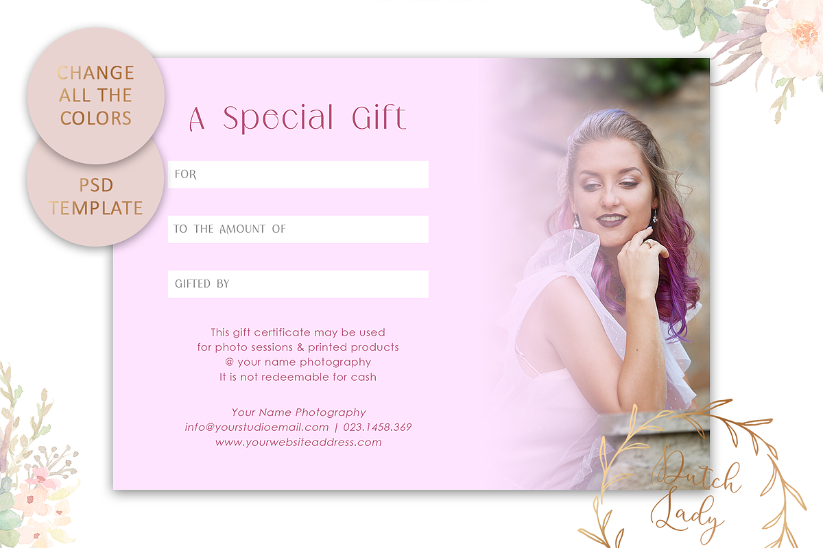 Gift Certificate Photo Card GC039, a Card Template by The Dutch Lady Designs (Photo 4 of 5)