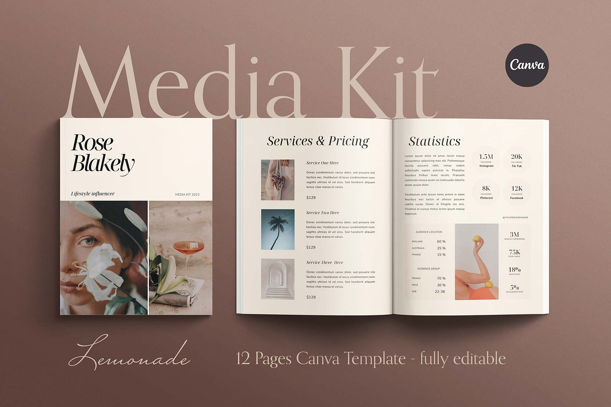 LEMONADE | Media Kit Canva Template, a Print Template by Sierra Creative Studio (Photo 1 of 10)
