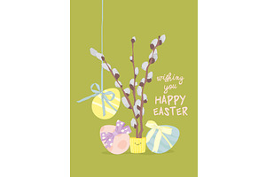 Cartoon Spring Blooming Pussy-Willow, an Object Illustration by Maria Starus