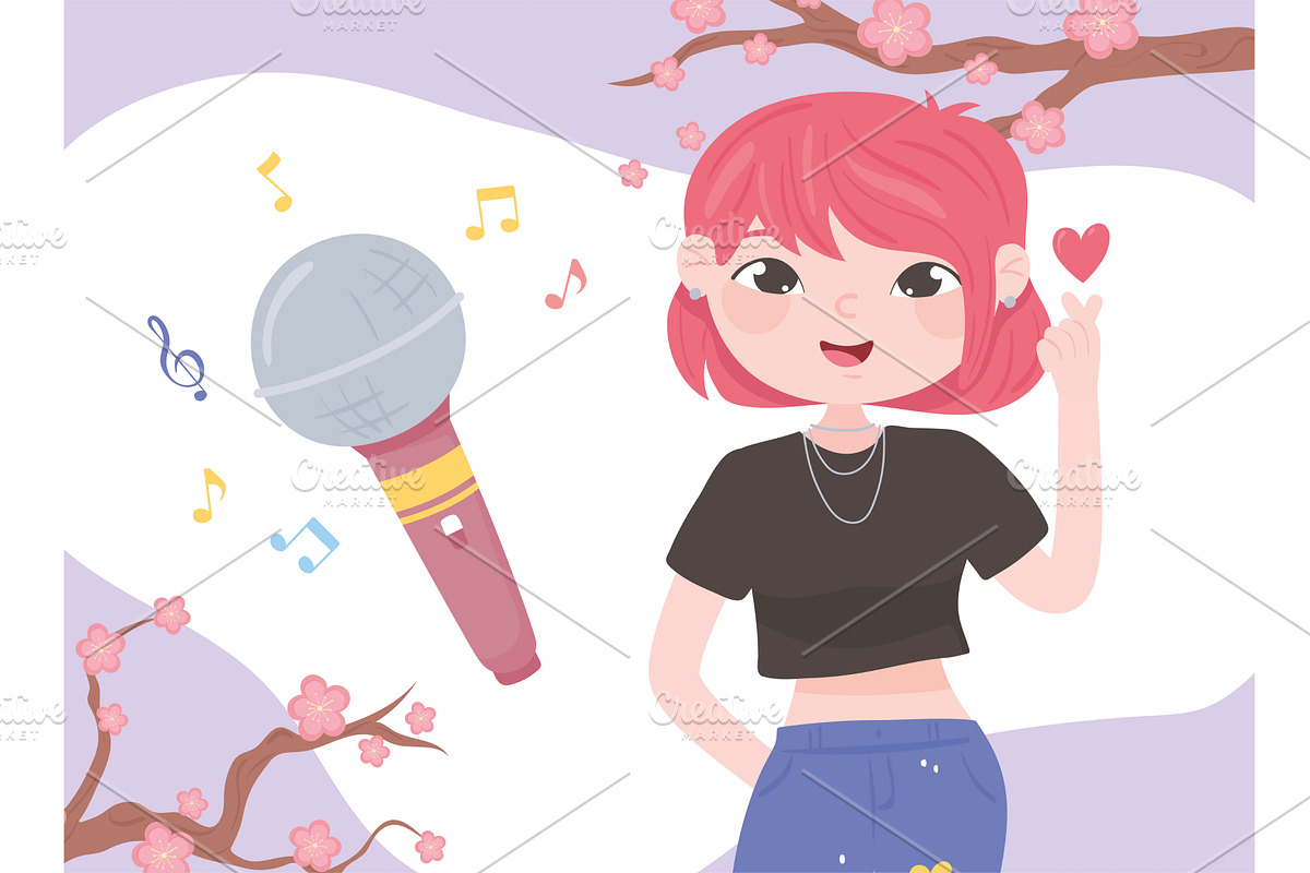 girl kpop music, a Person Illustration by studiogstock