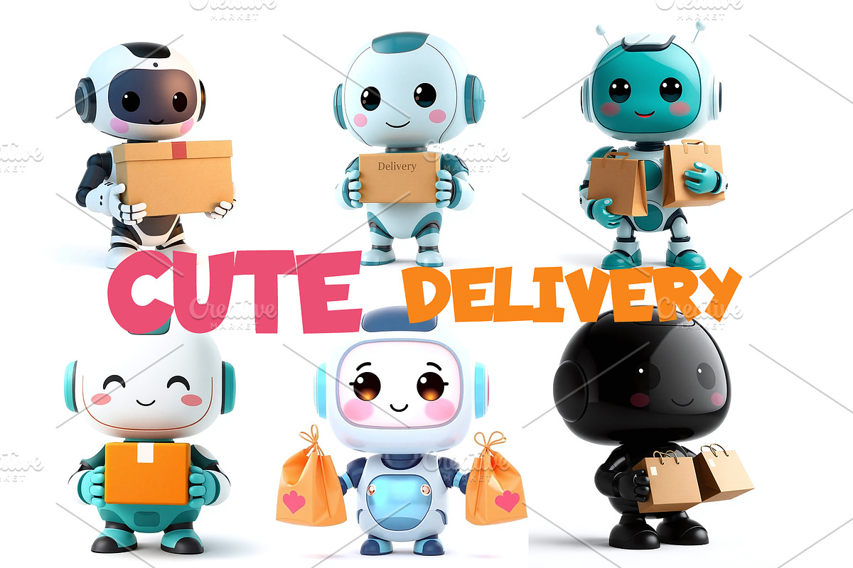 Cute robot with delivery boxes, a Technology Illustration by Bunny's Little Shop