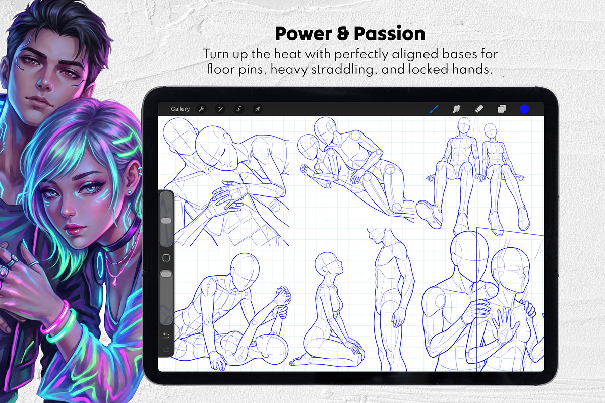 Tension&Romance Couple Poses Stamps, a Brush Add-On by Selentaori Studio (Photo 7 of 12)