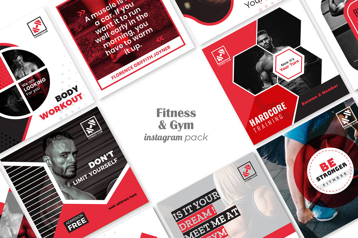 Fitness & Gym Social Media Pack, a Social Media Template by ZAAS (Photo 1 of 6)