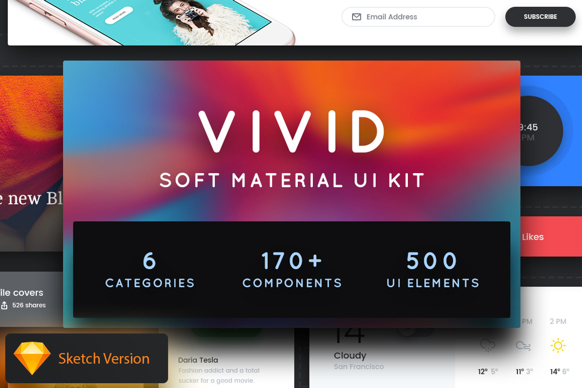 Vivid - Soft Material UI Kit Pack 2, an UI Kit Template by The UI Shop (Photo 1 of 10)