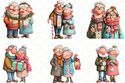 Quirky Christmas Old Couple Clipart, an Illustration by Black Bird Studio (Thumbnail 4 of 6)