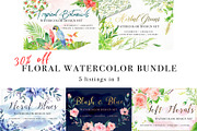 Sale- Floral Watercolor Bundle, an Illustration by Art by Lin (Thumbnail 1 of 6)