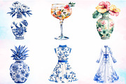 Watercolor Chinoiserie Summer Clipar, an Illustration by Canvas Craft (Thumbnail 2 of 3)