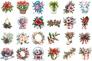 Christmas Flower Watercolor Clipart, an Illustration by Sublimation Artist (Thumbnail 2 of 6)