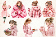 Watercolor Pink Christmas Clipart, an Illustration by Libby Wishes (Thumbnail 2 of 7)
