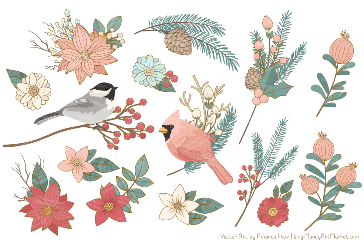 Soft Christmas Leaves and Branches, an Illustration by Amanda Ilkov (Photo 3 of 5)
