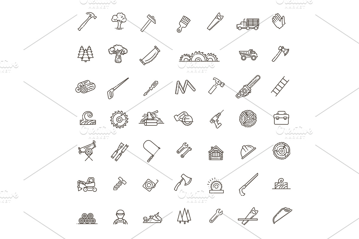 The forest industry icon set, an Illustration by Tettygreen