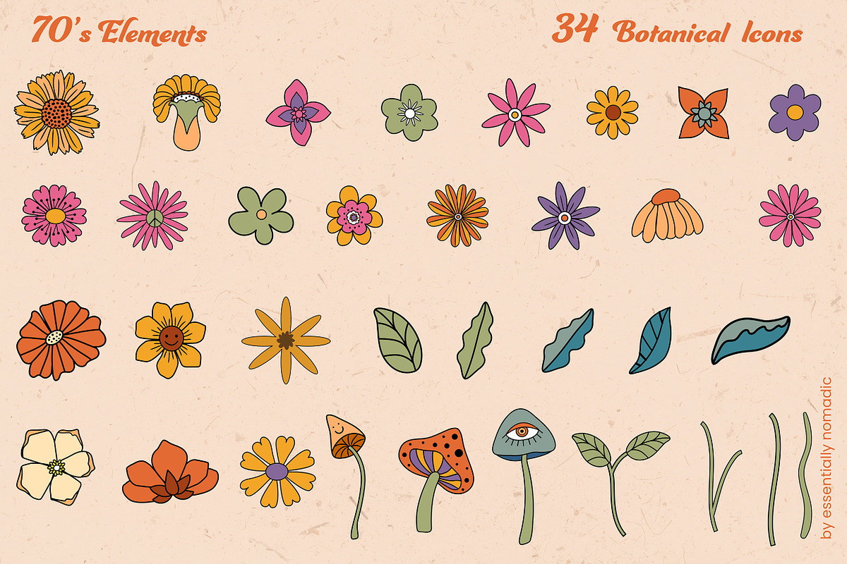 Retro Revival 70s Graphic Collection, a Pattern Graphic by Essentially Nomadic (Photo 3 of 16)