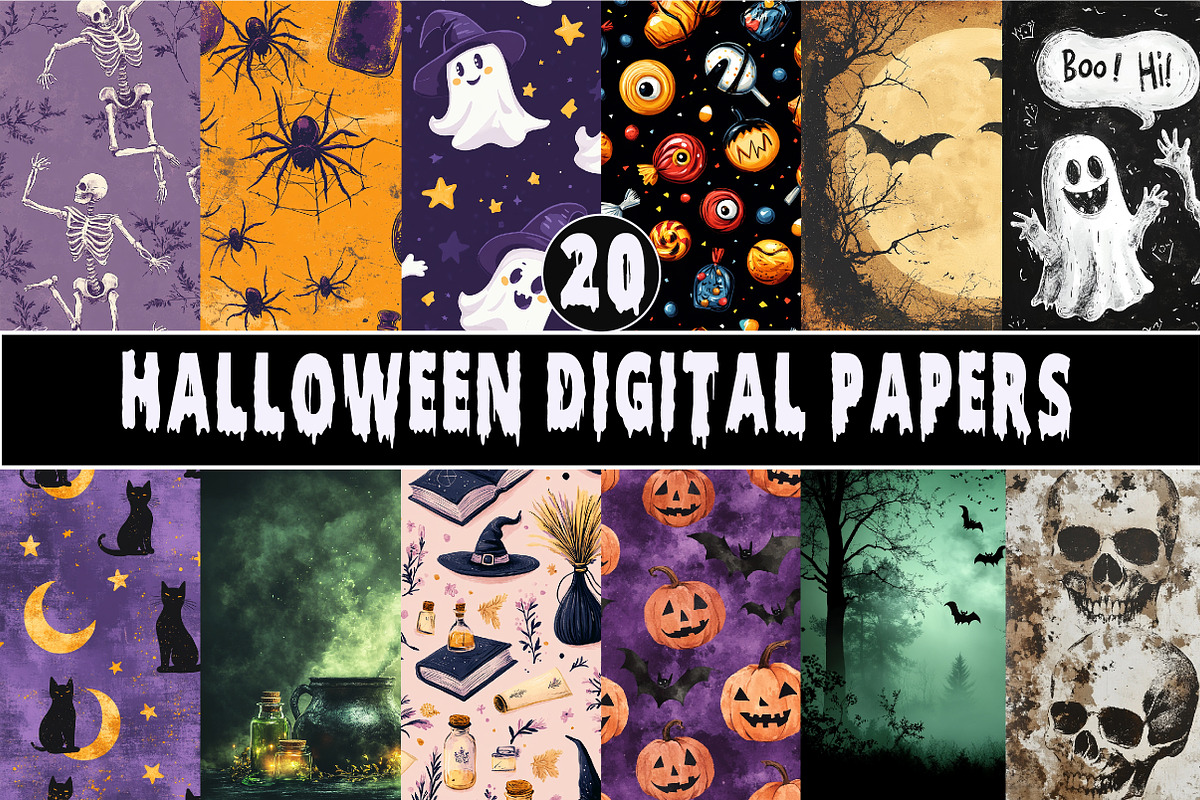 Halloween Digital Papers-20 PNG, a Pattern Graphic by Libby Wishes (Photo 1 of 5)
