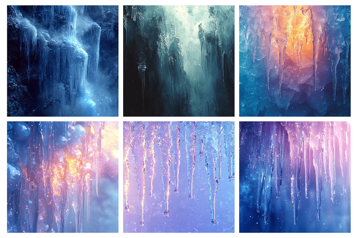 Frozen Icicles Digital Paper, an Illustration by RobertsArt (Photo 2 of 7)