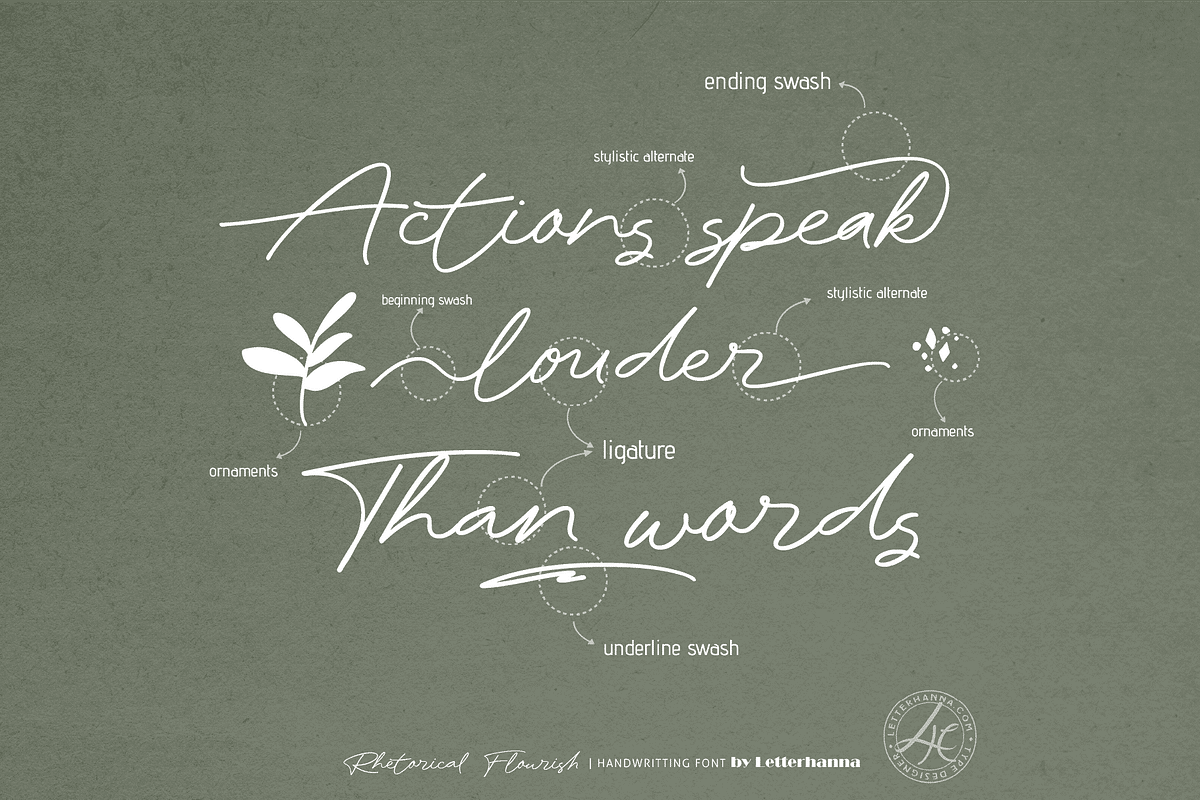 Rhetorical Flourish Font, a Handwritten Font by Letterhanna Studio (Photo 7 of 9)