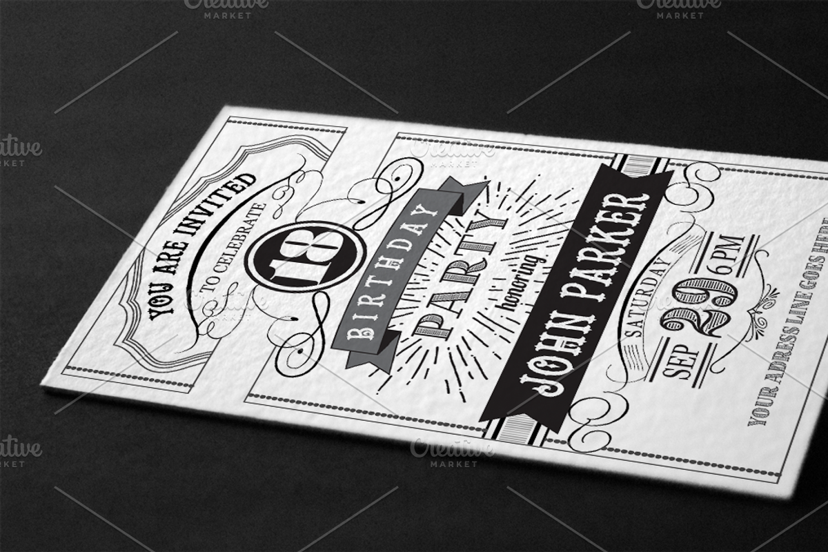 Vintage Birthday Invitation, an Invitation Template by annago (Photo 3 of 3)