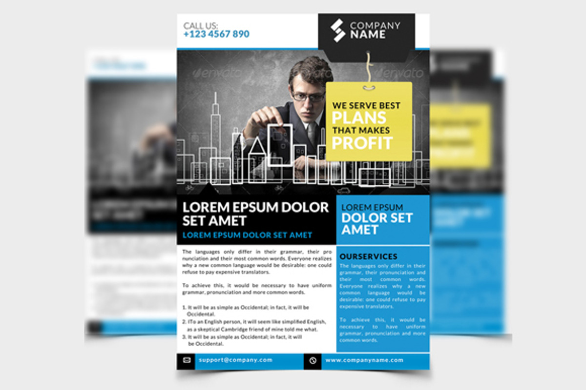Corporate Flyer / Ad Template 01, a Flyer Template by WonderShop (Photo 3 of 4)