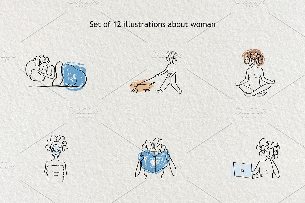 Set of 12 illustrations about woman, a Person Illustration by Lyolya Profitrolya (Photo 1 of 3)