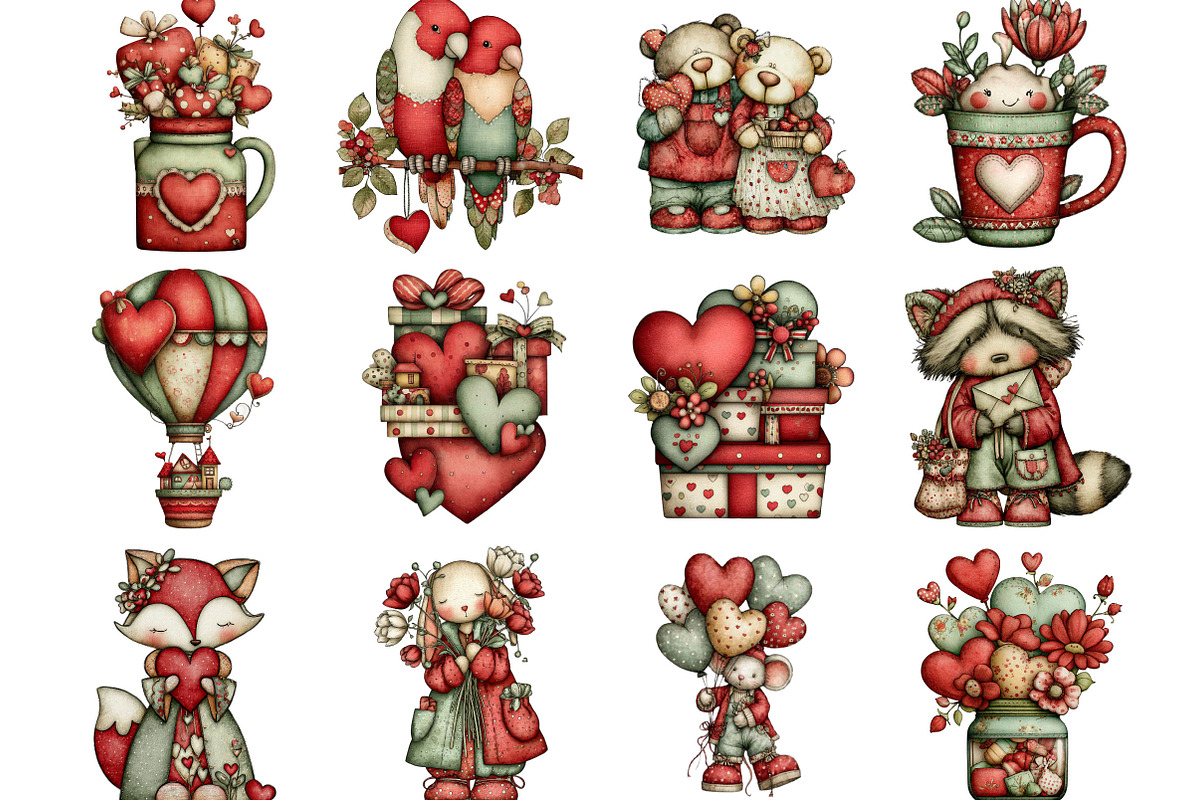 Whimsical Valentine Clipart, an Illustration by Designking (Photo 2 of 5)