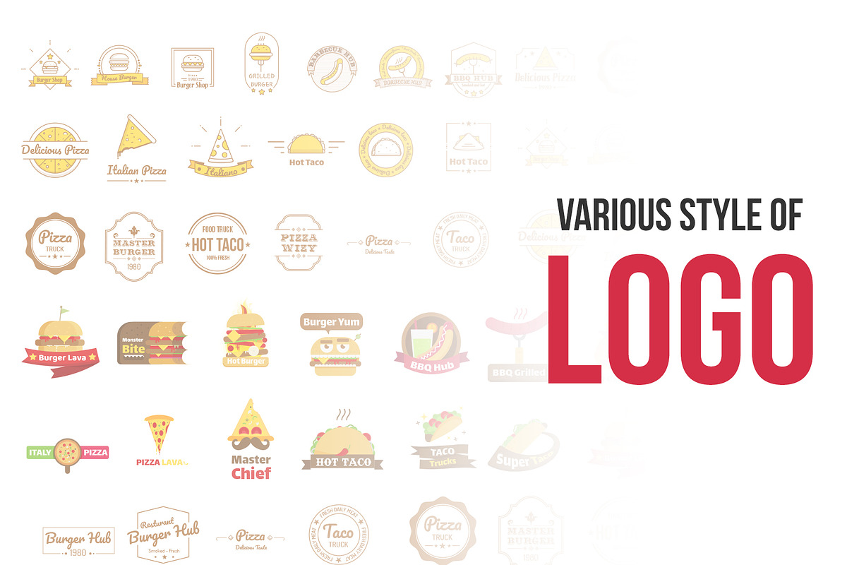 Over 70 Various Logos for Fast Food, a Branding & Logo Template by UX Monster (Photo 4 of 13)