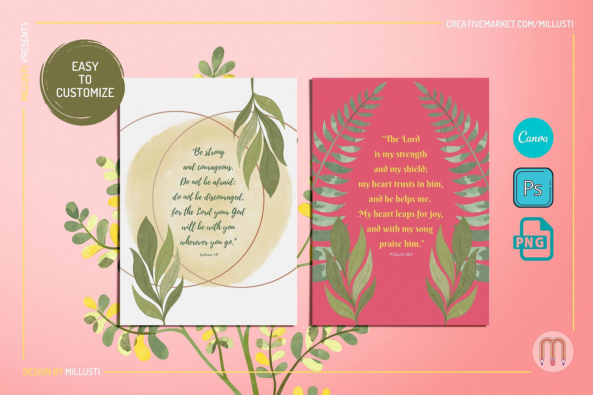 Encouraging Bible Verse Watercolor, an Object Graphic by Millusti (Photo 2 of 10)
