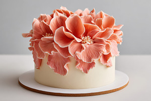 Elegant floral cake with flowers, a Food & Drink Photo by AlyaAnd