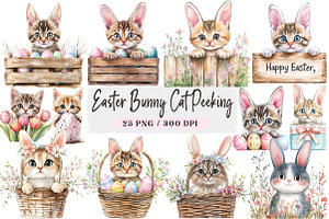 Easter Bunny Cat Peeking Sublimatio, an Illustration by DreamArtGraphic