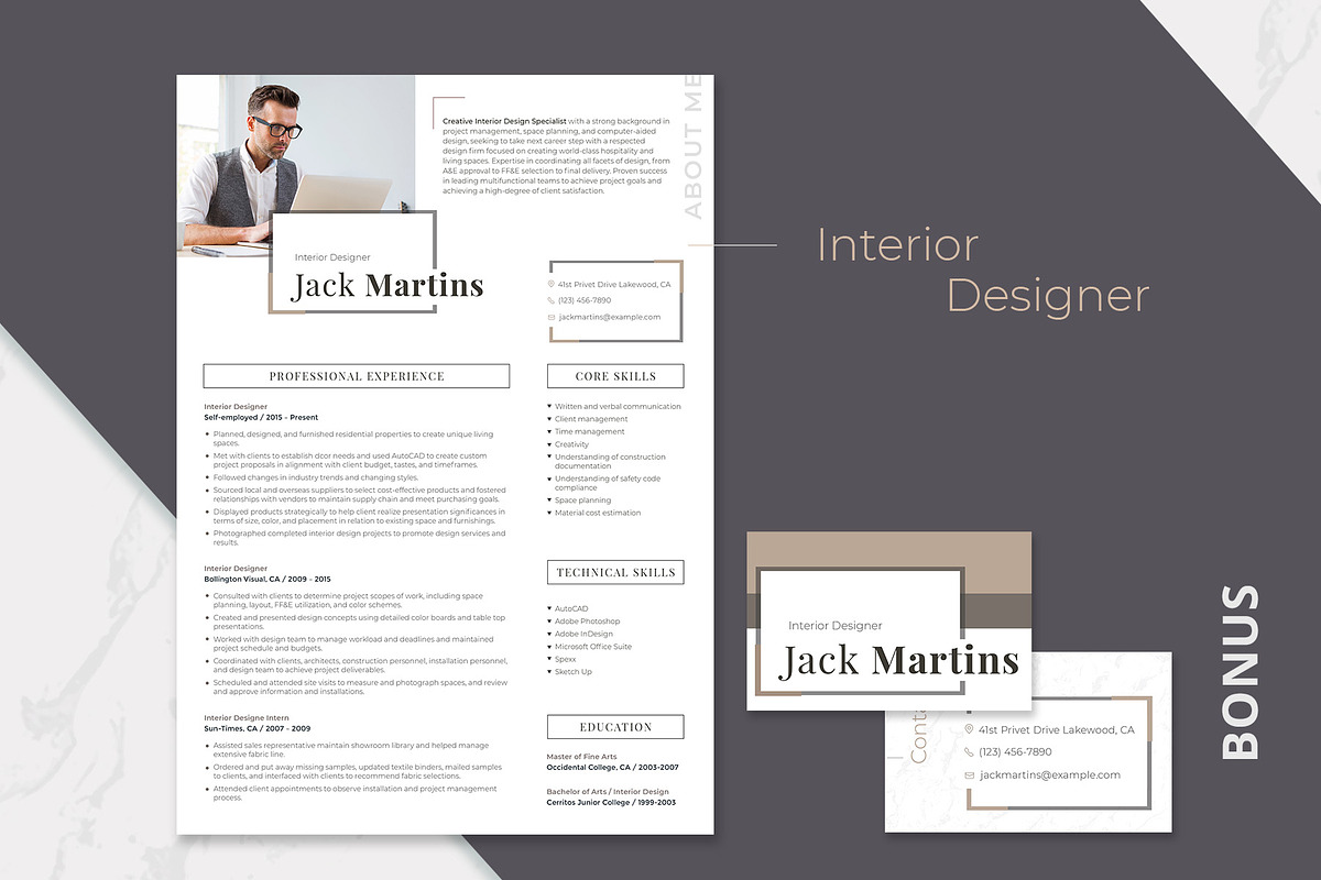 Easy-to-Edit Resume: Interior Design, a Resume Template by MotoCMS (Photo 1 of 2)