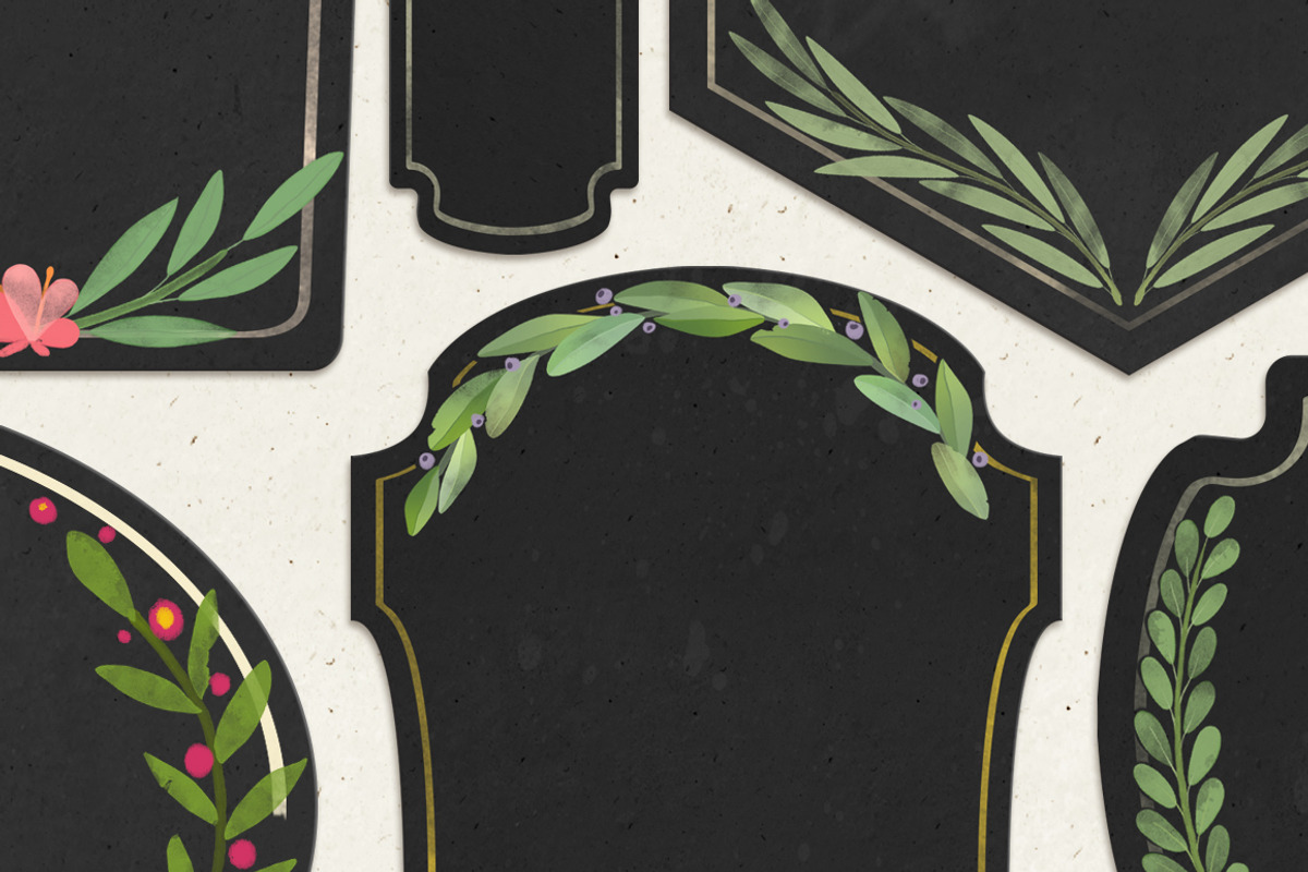 Hand illustrated chalk labels preview 4