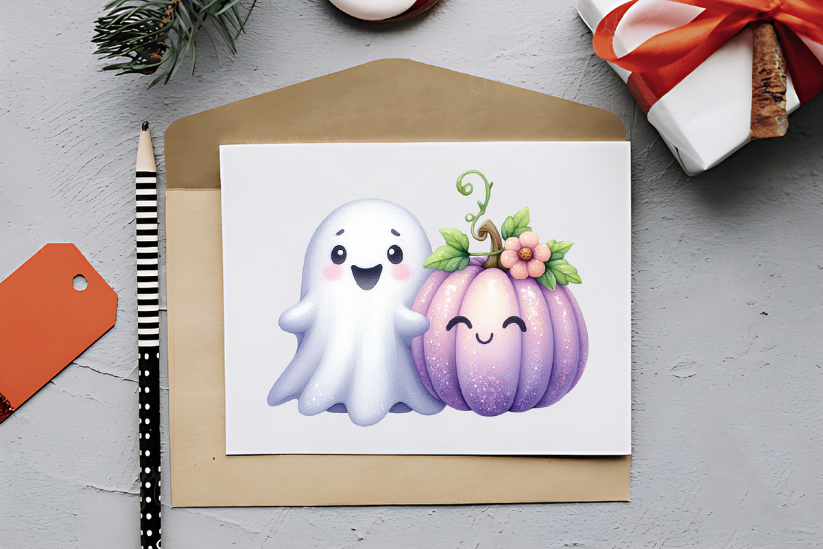 Ghost with Pumpkin Clipart, an Illustration by RobertsArt (Photo 4 of 7)