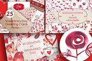 Valentines Day Bundle, a Decorative Illustration by Marina Grau (Thumbnail 1 of 5)